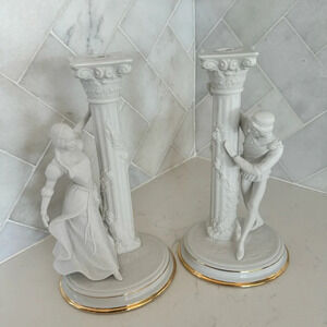 The Romeo and Juliet Candlesticks made of fine porcelain 1986 TheFranklin Mint